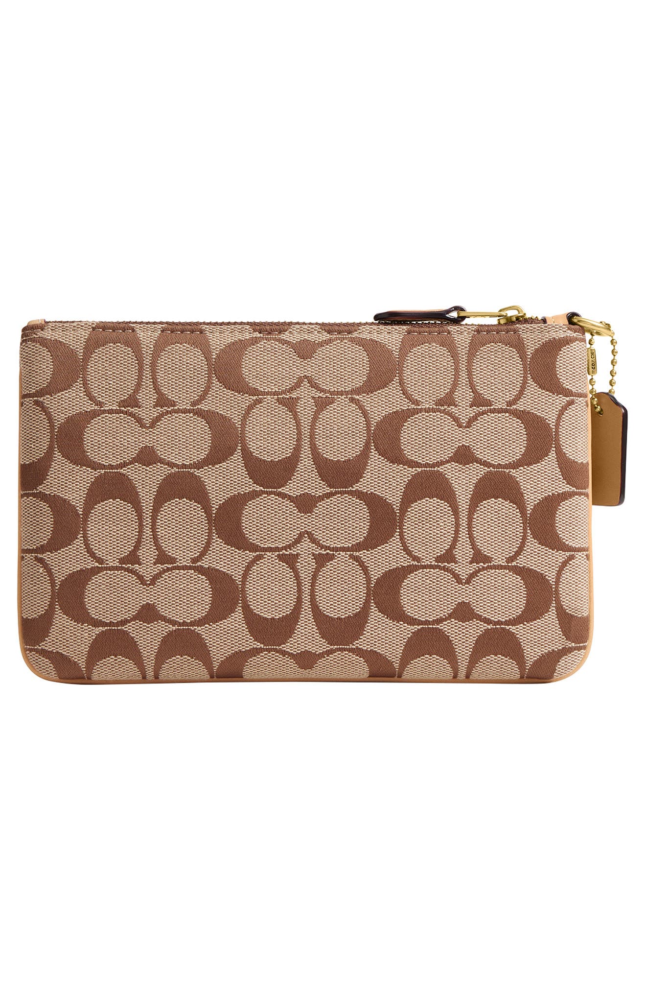 Signature Jacquard Essential Small Wristlet, Alternate, color, KHAKI LIGHT PEACH