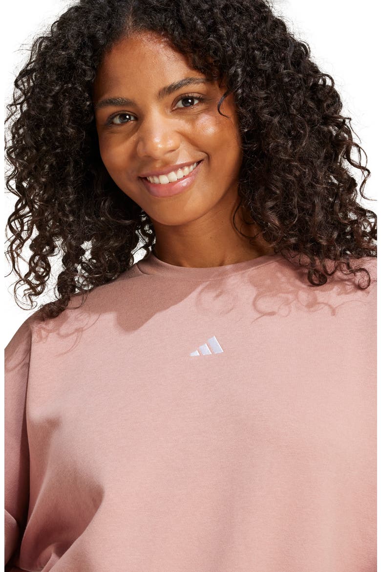 Essentials Small Logo Feel Sweatshirt, Alternate, color, WARM CLAY/ WHITE
