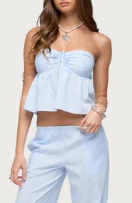 EDIKTED Cersei Stripe Strapless Top