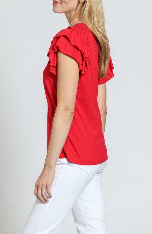 Apny Ruffle Sleeve T-shirt In Rocco Red