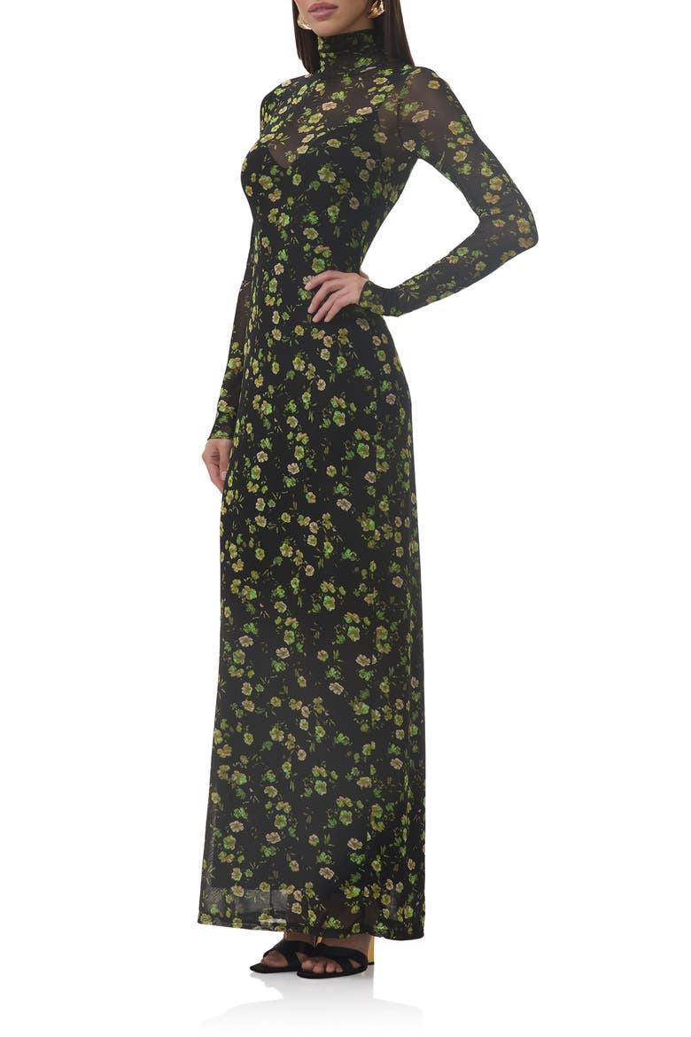 Billie Floral Long Sleeve Mesh Maxi Dress, Alternate, color, CITRUS DAISY