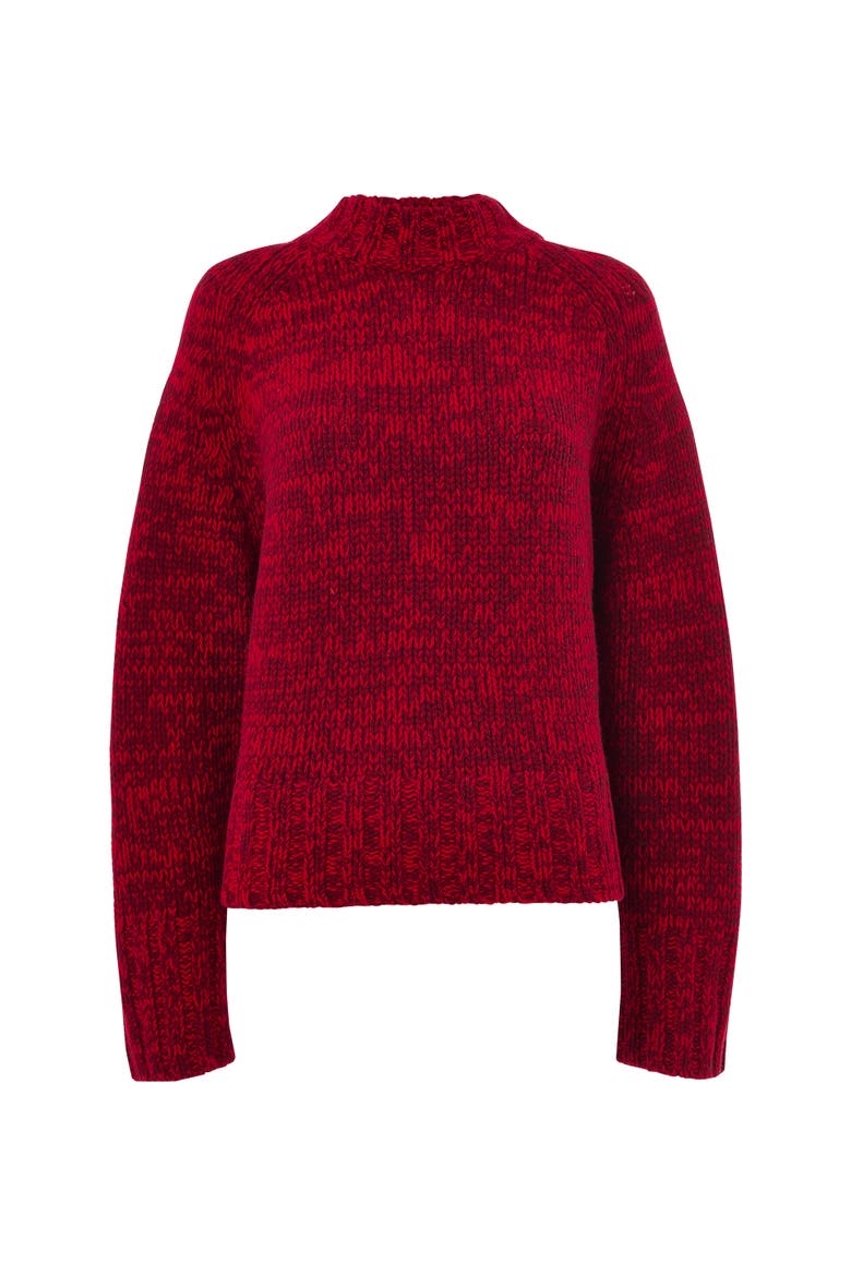 Chunky Wool Fleck Knit Sweater, Alternate, color, Red/Multi