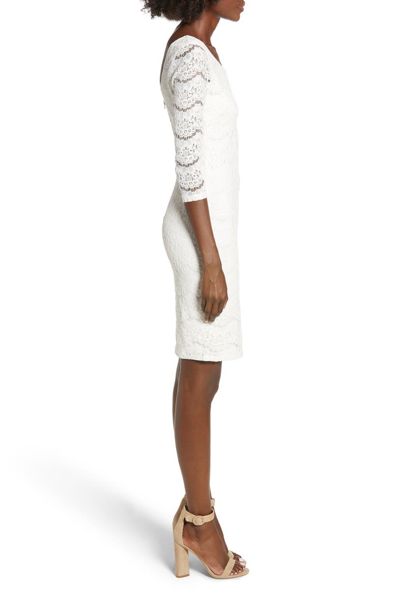 Lace Body-Con Dress, Alternate, color, IVORY