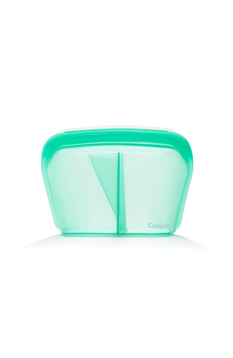 CUISIPRO Pack-It Silicone Reusable Stand Up Storage Bag w/Divider, 1300ml/44 oz, Main, color, Green
