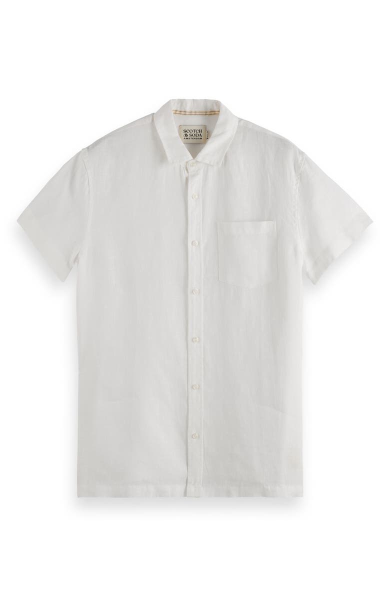 Scotch & Soda Core Solid Short Sleeve Button-Up Shirt, Alternate, color, Off White