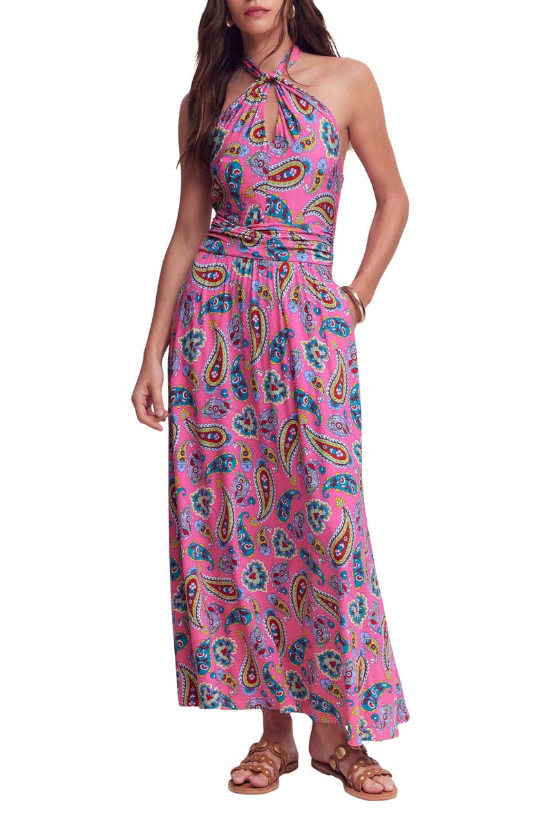 Boden Sydney Paisley Halter Maxi Dress, Main, color, Pink Paisley