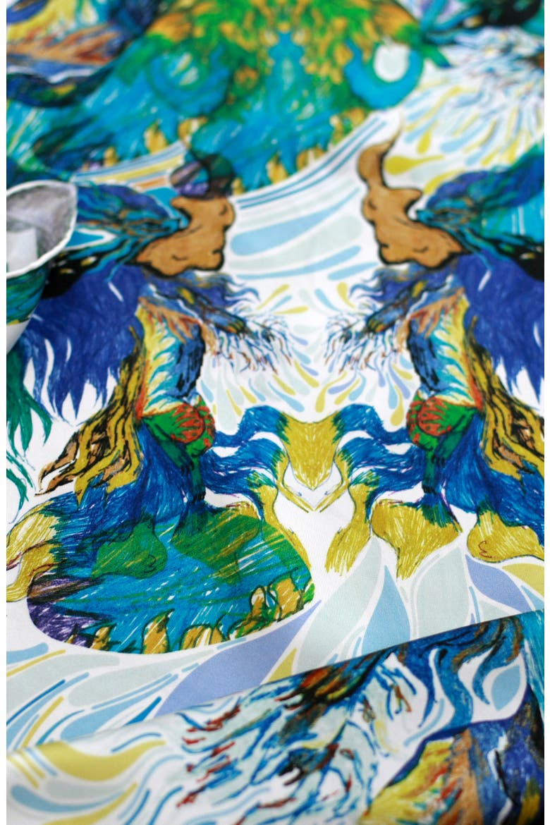 Silk Scarf of Summer Forest Imagination, Alternate, color, Green