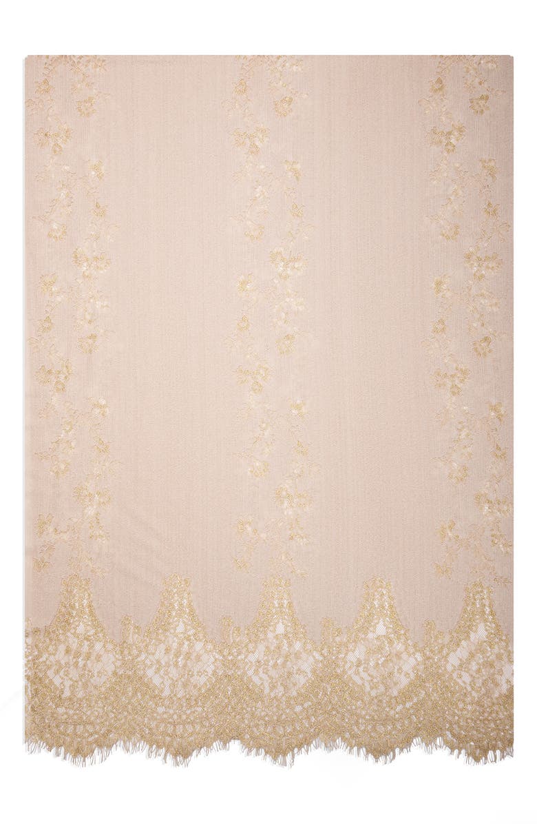 SAACHI Lace Embellished Scarf, Alternate, color, Cream