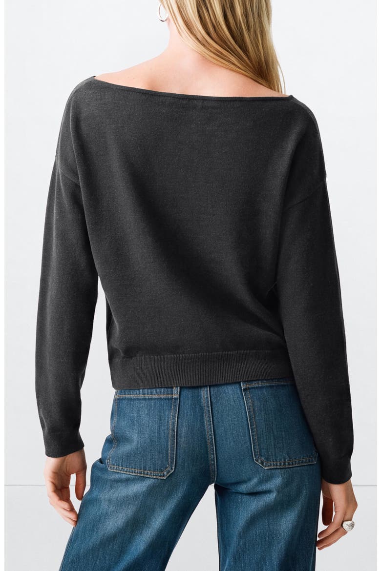 Boat Neck Lace-up Sweater, Alternate, color, CHARCOAL
