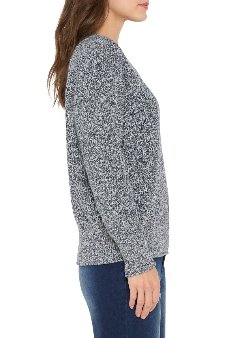 Shaker Stitch V-Neck Sweater, Alternate, color, INDIGO MIX