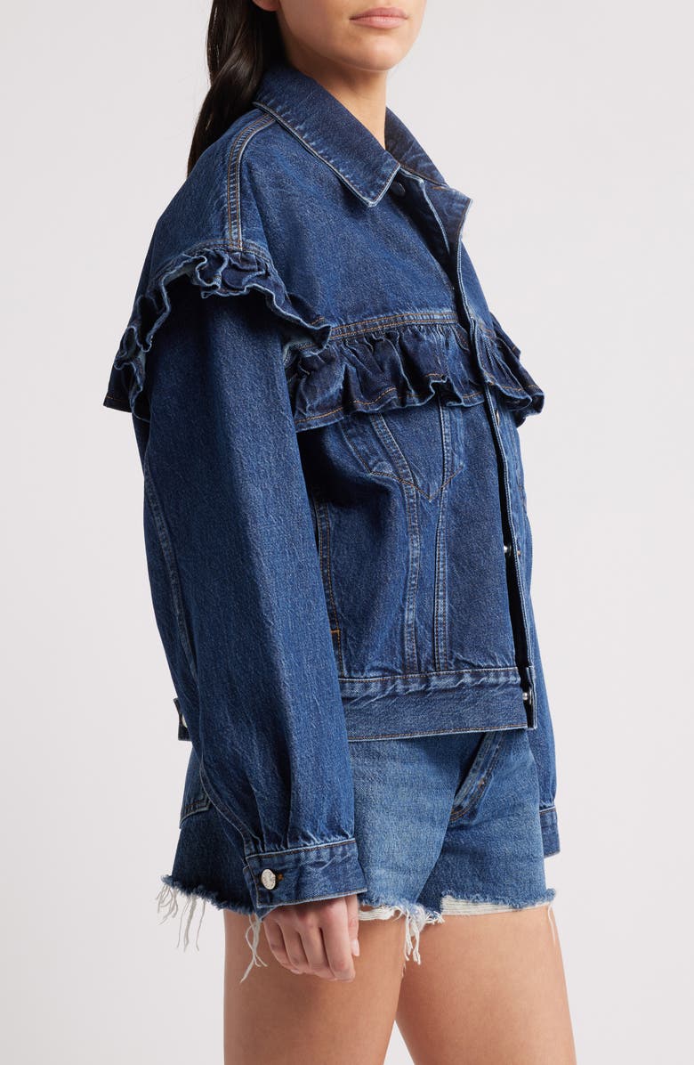 FRAME The Ruffle Denim Jacket, Alternate, color,