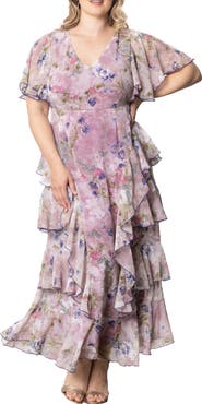 Kiyonna Tour de Flounce Tiered Maxi Dress