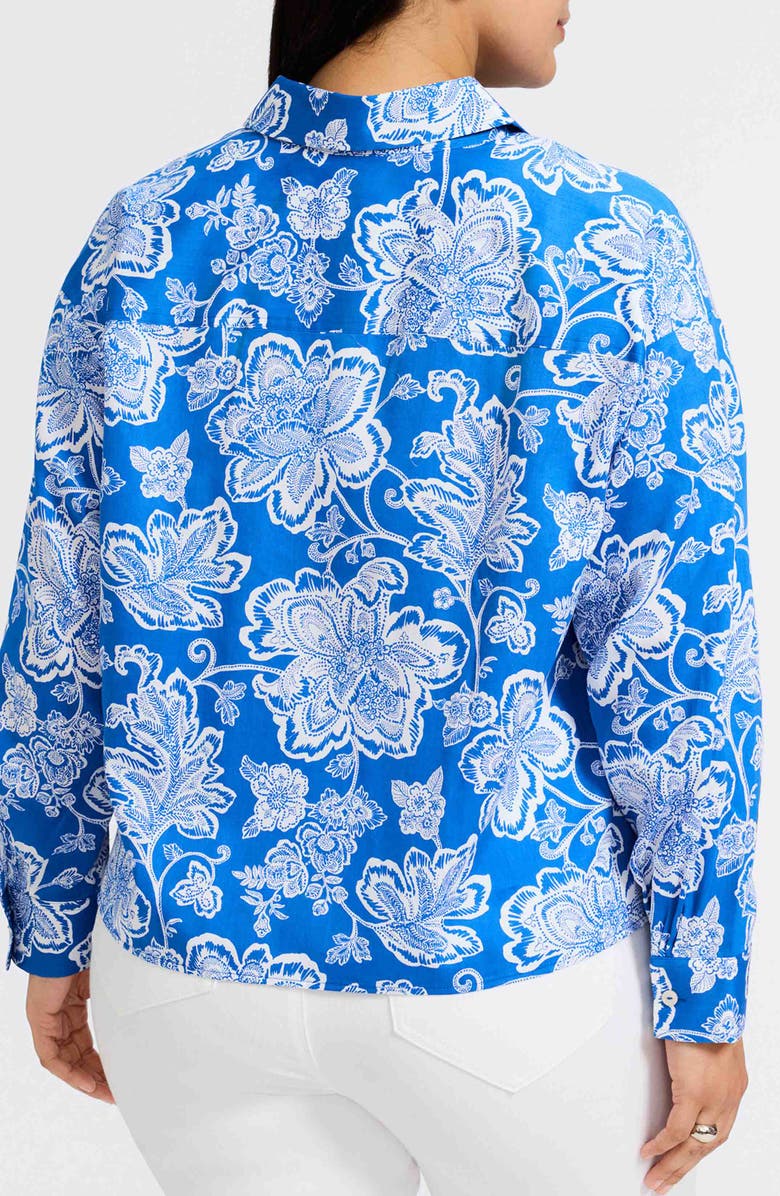 Foxcroft Marina Cotton Button-Up Shirt, Alternate, color, Cobalt Blue/ Whi