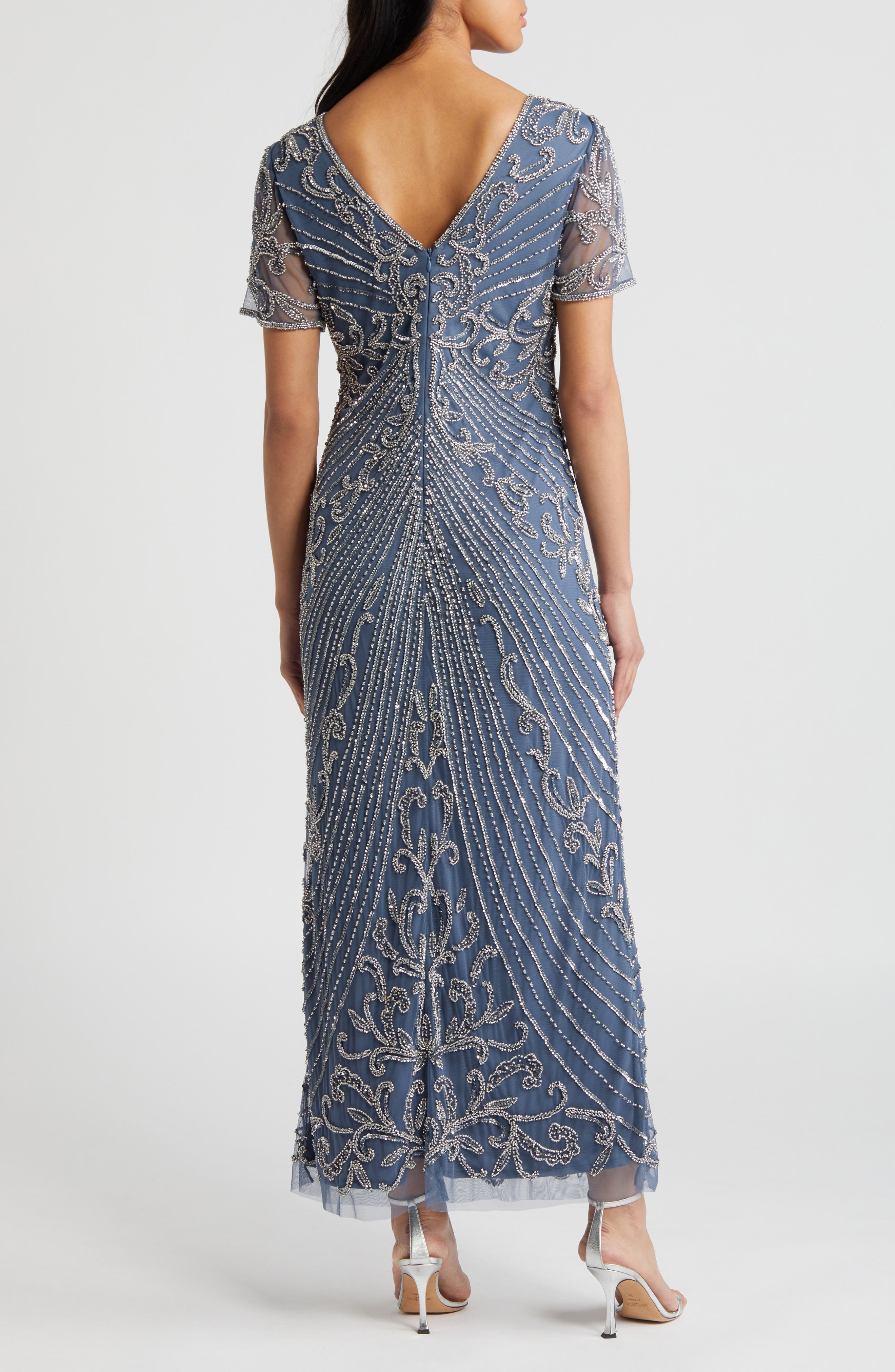 Illusion Beaded Mesh Column Gown - image 4