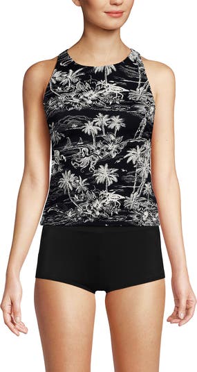 Lands' End Mastectomy Tugless High Neck Strappy Back Tankini Swimsuit ...