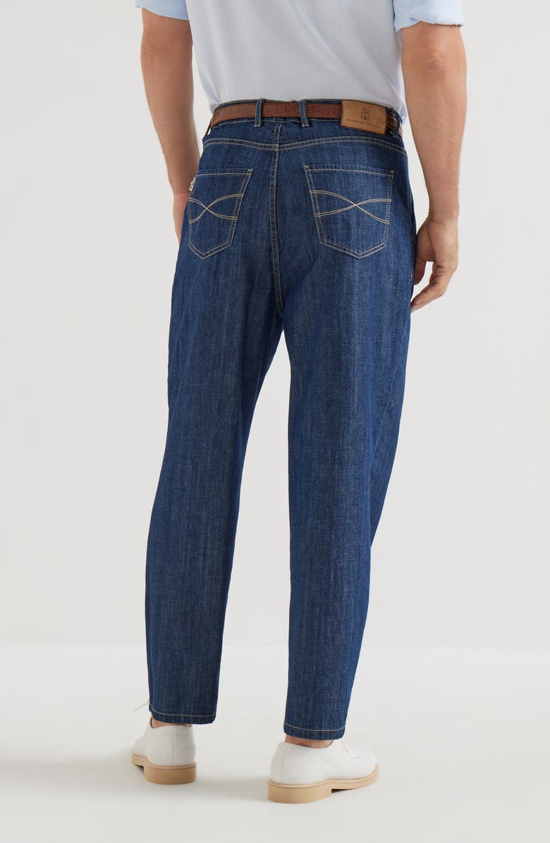 Brunello Cucinelli Double pleated trousers, Alternate, color, Dark Denim