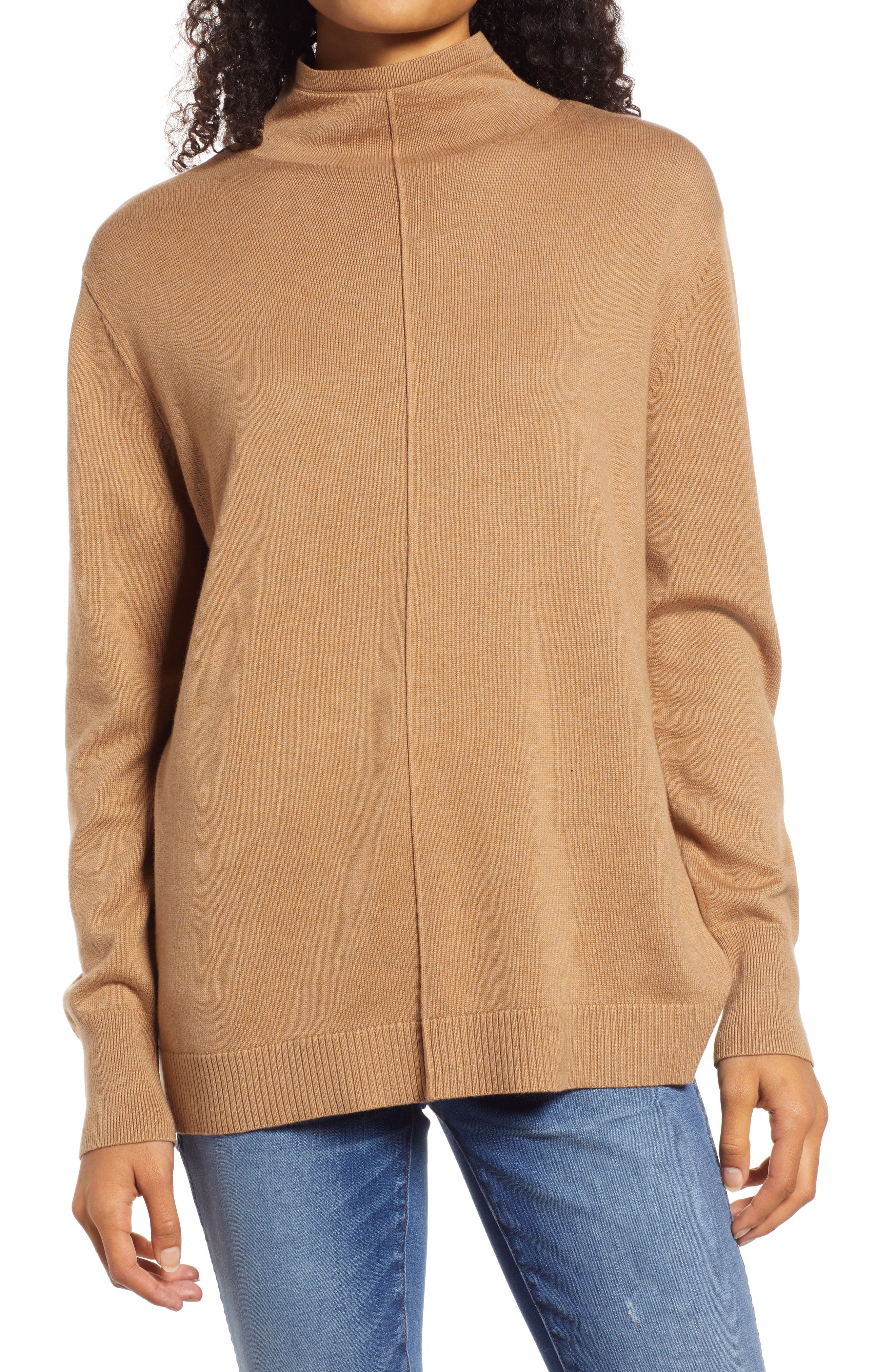 Caslon® Seamed Funnel Neck Sweater (Women) | Nordstromrack