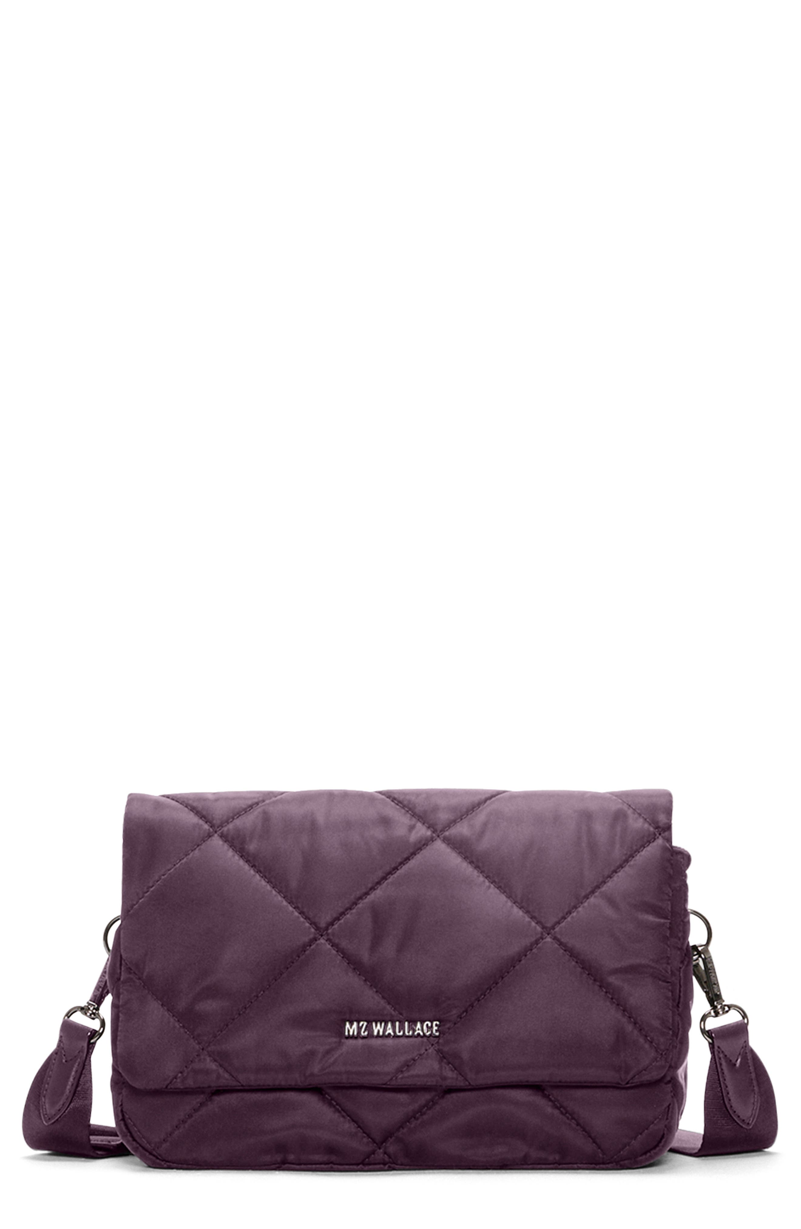 MZ Wallace Madison Flap Nylon Crossbody Bag, Main, color, Raisin