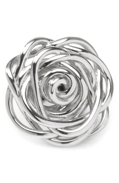 Sterling Silver Rose Lapel Pin