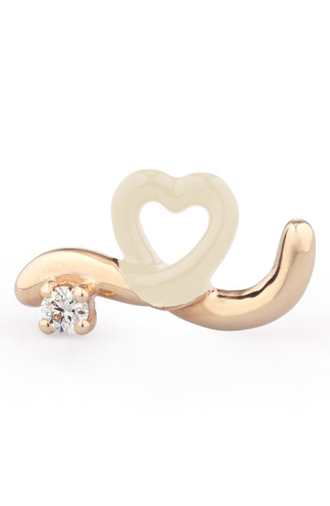 Enamel & Diamond Single Stud Earring