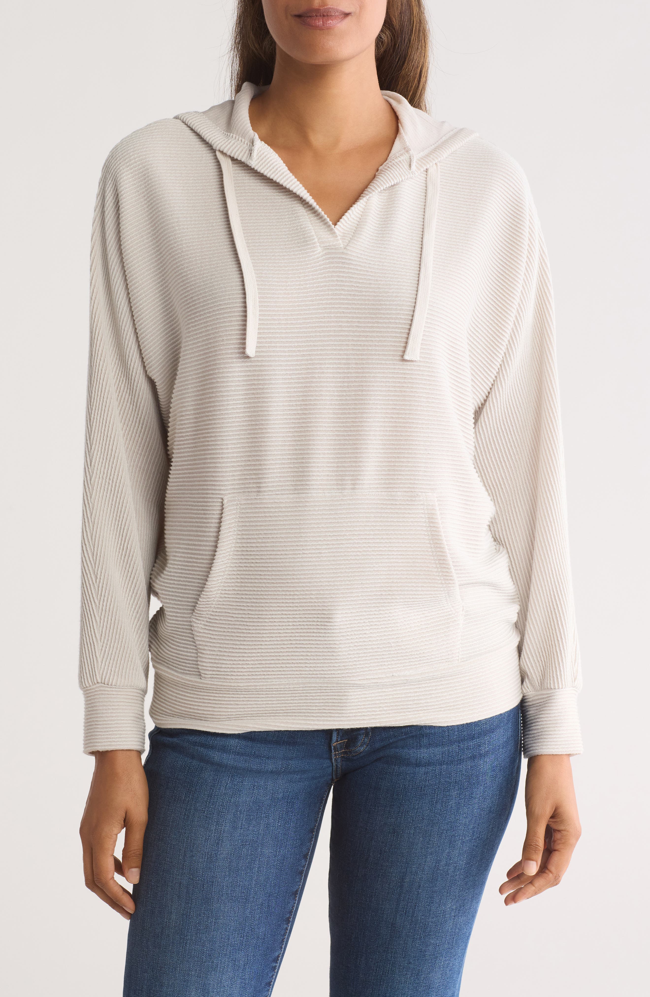 Bobeau Soft Rib Knit Hoodie