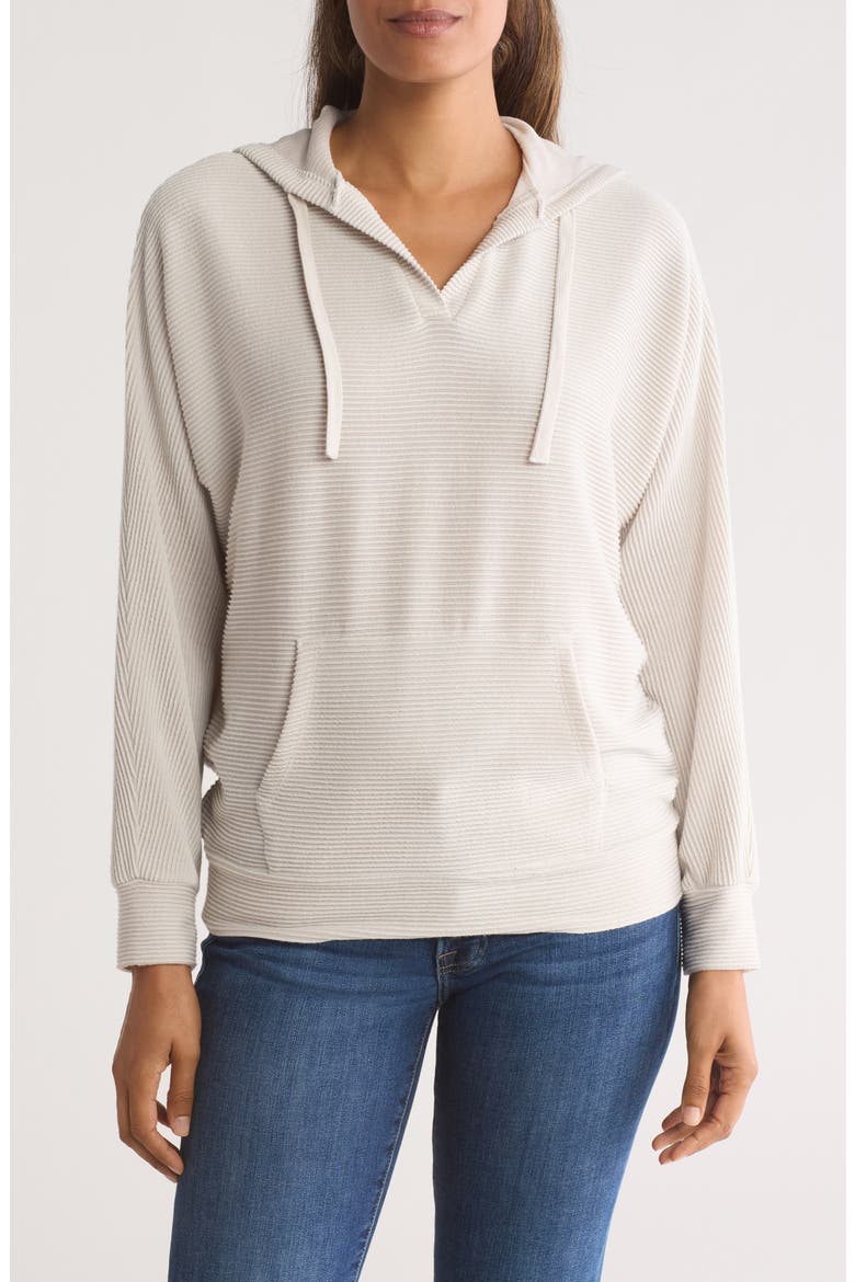Soft Rib Knit Hoodie, Main, color, EGRET
