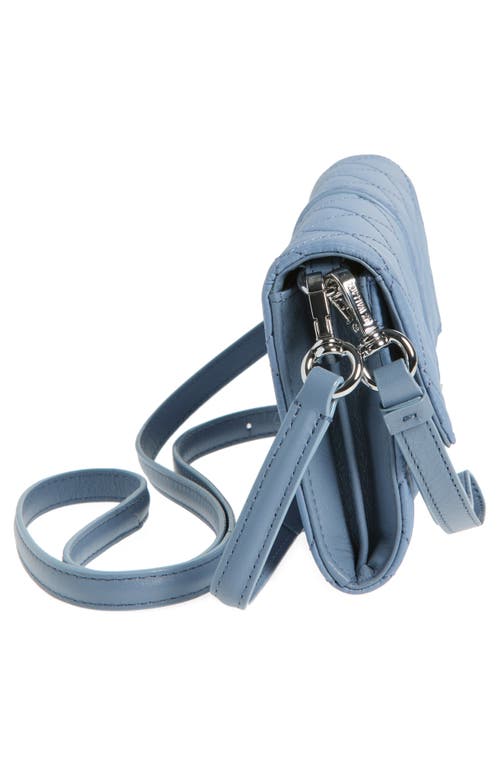 Shop Mz Wallace Astor Diamond Quilted Nylon Convertible Crossbody Bag In Stone Blue
