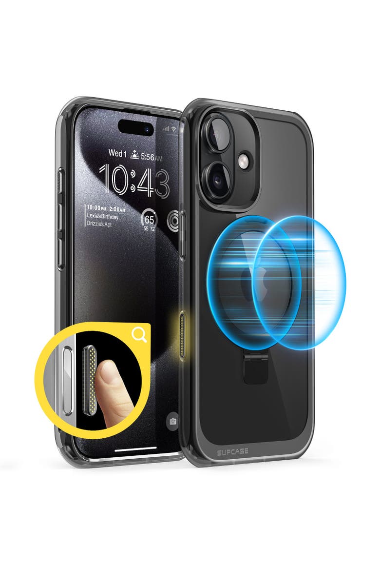 iPhone 16 6.1 inch Unicorn Beetle MAG Stand Slim Clear MagSafe Camera Control Button Case, Main, color, Frost Black