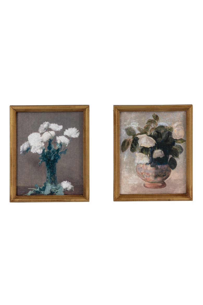 2-Piece Framed Vintage Reproduction Flower Wall Décor, Alternate, color, Multicolor