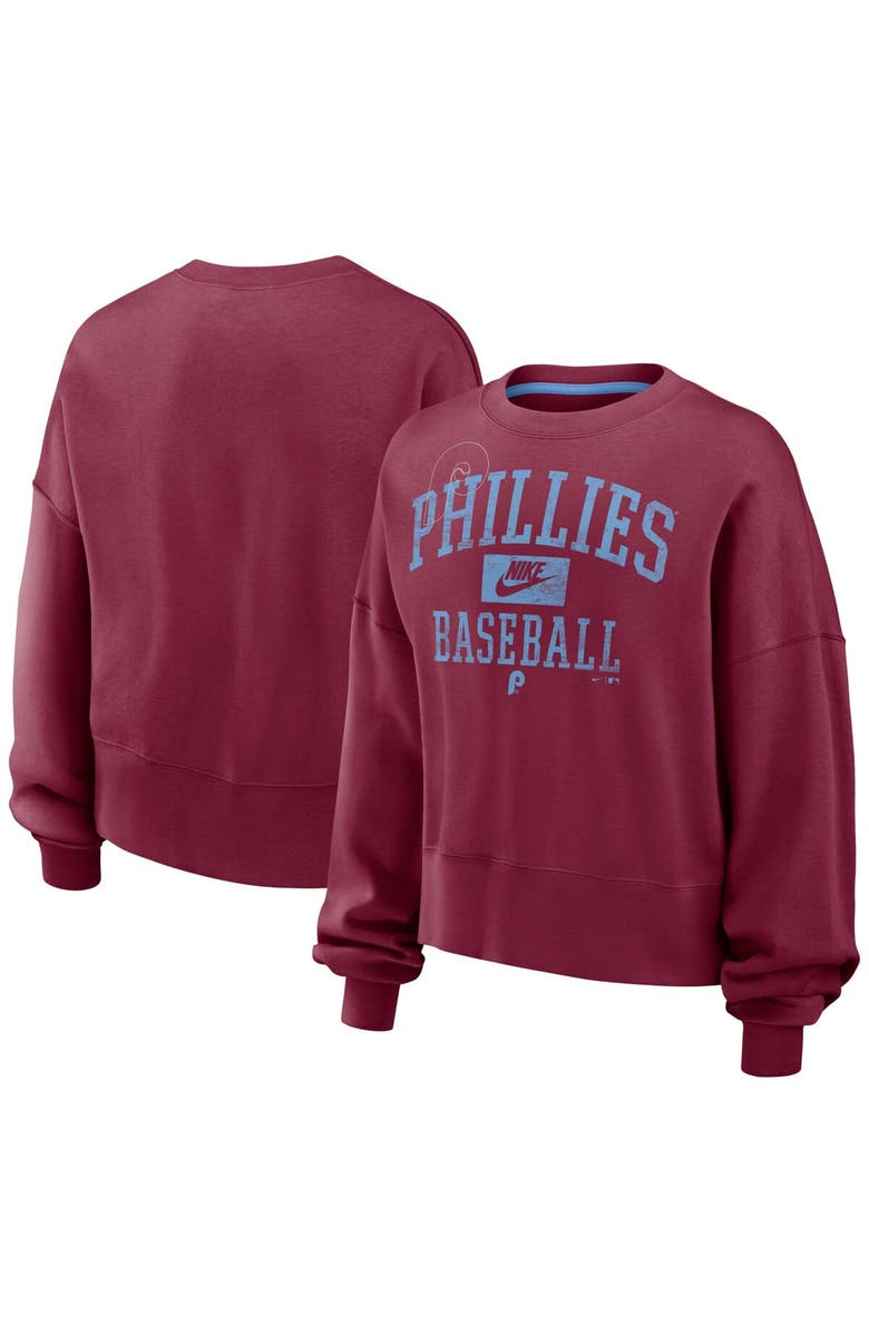 Nike Women's Nike Burgundy Philadelphia Phillies Cooperstown Arch Fleece Pullover Sweatshirt, Alternate, color,