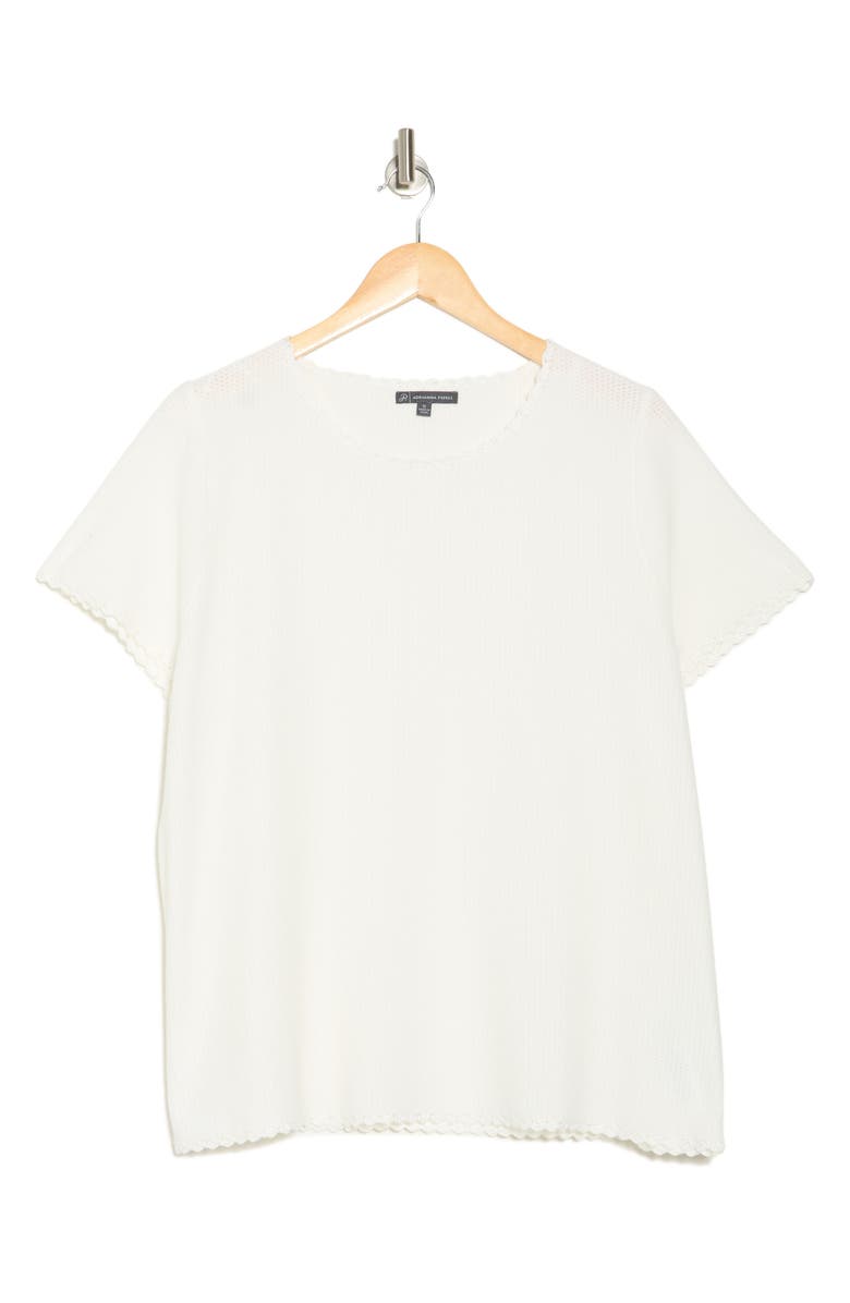 Adrianna Papell Short Sleeve Sweater, Alternate, color, Ivory