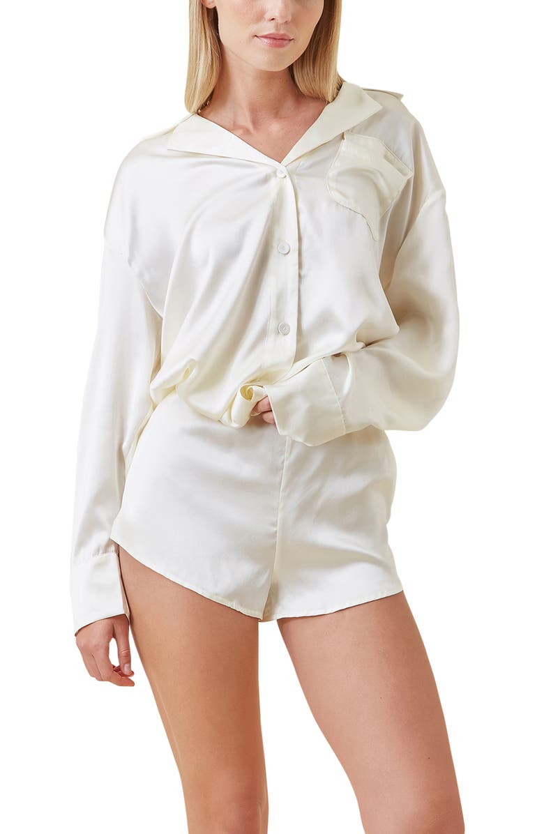 Papinelle Audrey Mulberry Silk Pajama Shorts, Alternate, color, White