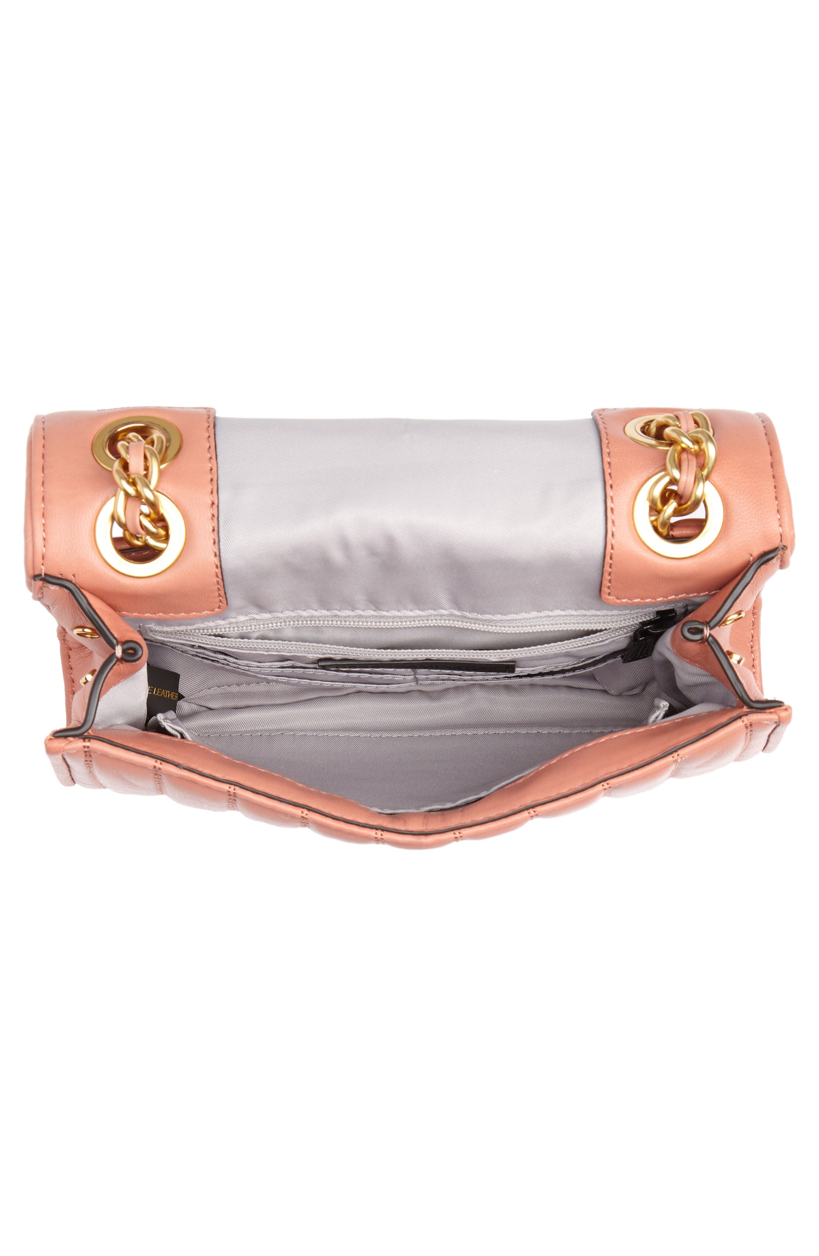 Dylan Quilted Leather Crossbody Bag, Alternate, color, DUSTY PEACH