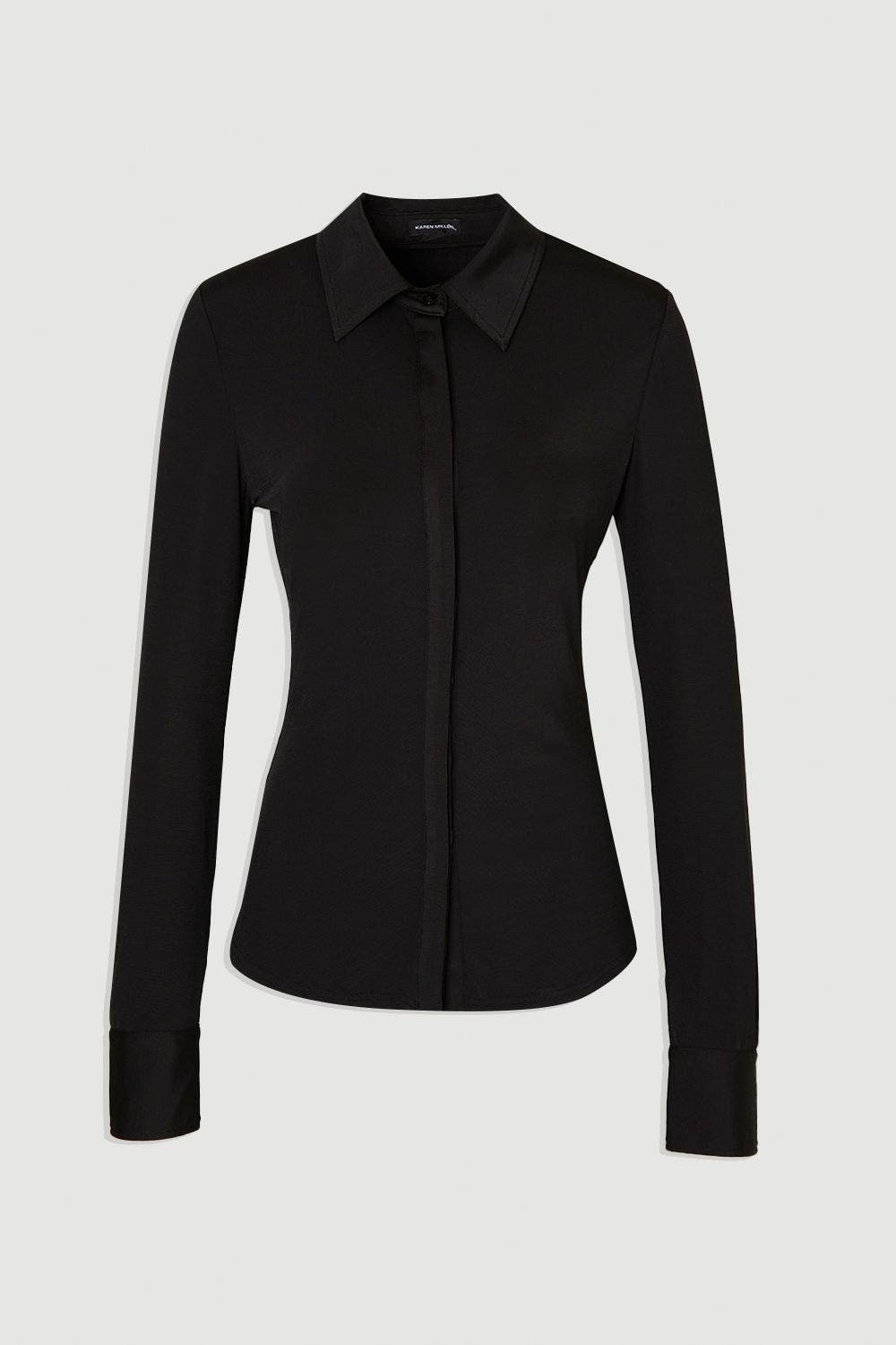Drapey Crepe Slim Collared Shirt - image 2