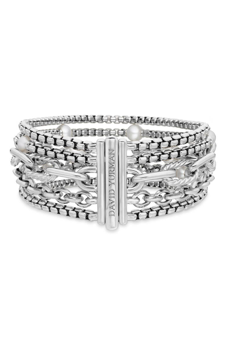 David Yurman DY Madison<sup>®</sup> Pearl Multi Row Chain Bracelet in Sterling Silver with Pearls, 25.7mm, Alternate, color,