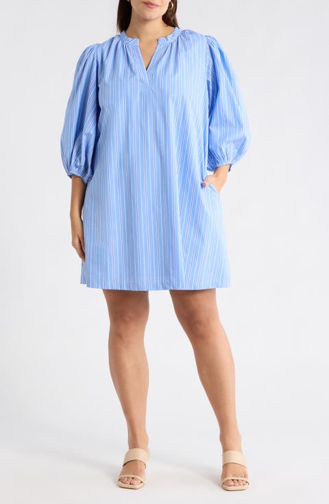 Malaga Victoria Striped Shift Minidress (Plus)