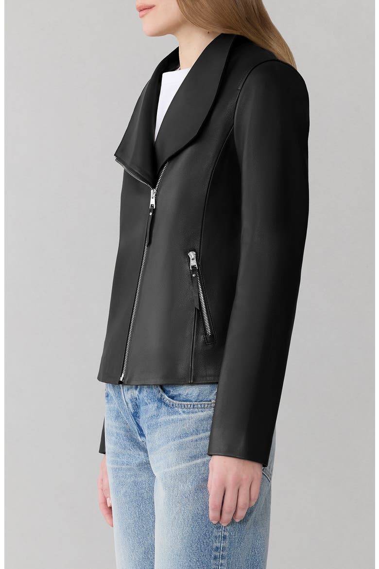 Catherine Leather Moto Jacket, Alternate, color, BLACK