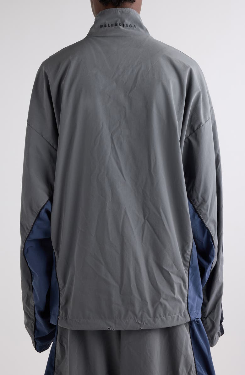 Balenciaga Oversize Distressed 50/50 Stripe Track Jacket, Alternate, color, 1055 Washed Black