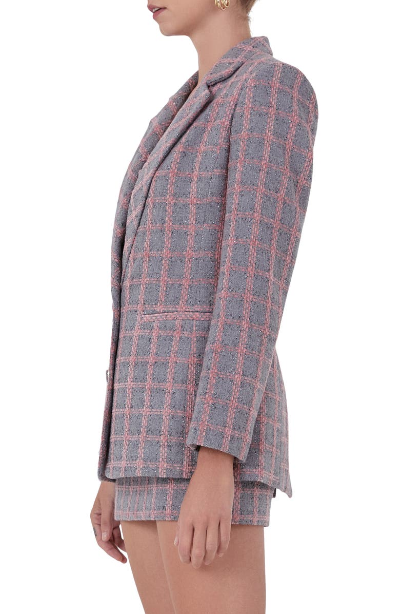 Endless Rose Plaid Tweed Blazer, Alternate, color,