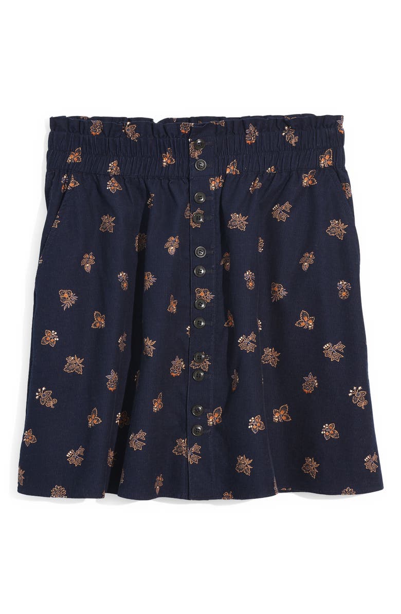 Madewell Button Front Corduroy Paperbag Miniskirt, Main, color, 