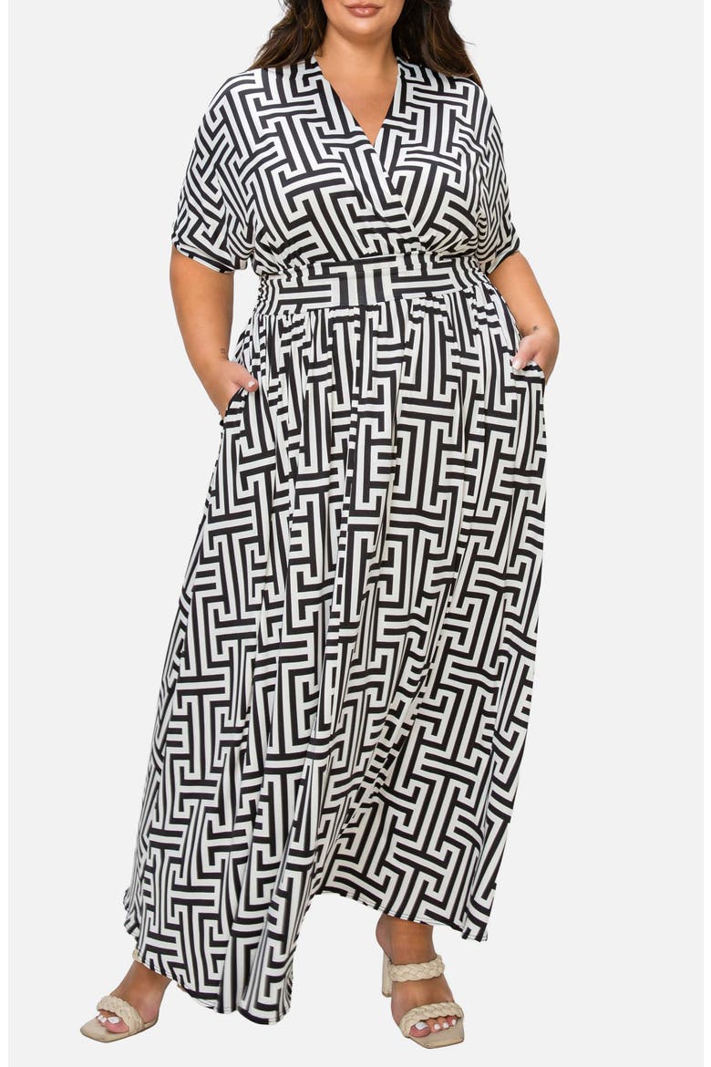 Katsia Empire Waist Maxi Dress, Alternate, color, BLACK IVORY