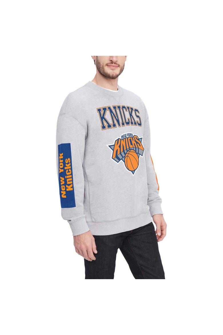 Men's Tommy Jeans Heather Gray New York Knicks Hayes Crew Neck Pullover Sweatshirt, Alternate, color, Heather Gray