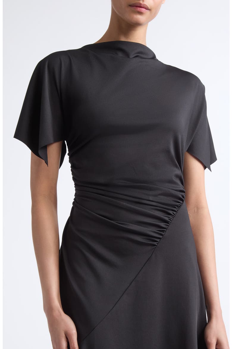 Blousey Midi Dress, Alternate, color, BLACK