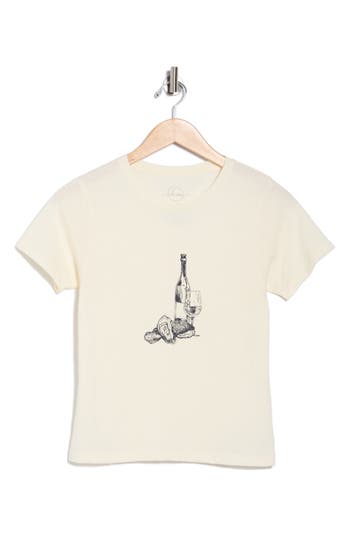 Hi Res Oysters & Wine Cotton Graphic T-shirt In White