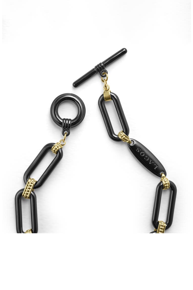 Meridian 18K Gold & Black Ceramic Toggle Bracelet, Alternate, color, BLACK/GOLD