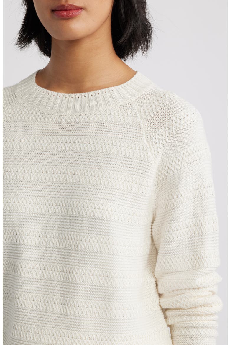 Stripe Lightweight Mix Stitch Sweater, Alternate, color, IVORY PRISTINE