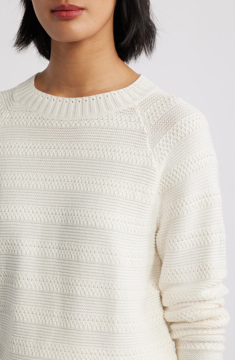 Caslon<sup>®</sup> Stripe Lightweight Mix Stitch Sweater, Alternate, color, Ivory Pristine