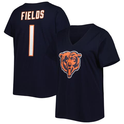 Women's Justin Fields Navy Chicago Bears Plus Size Fair Catch Name & Number V-Neck T-Shirt