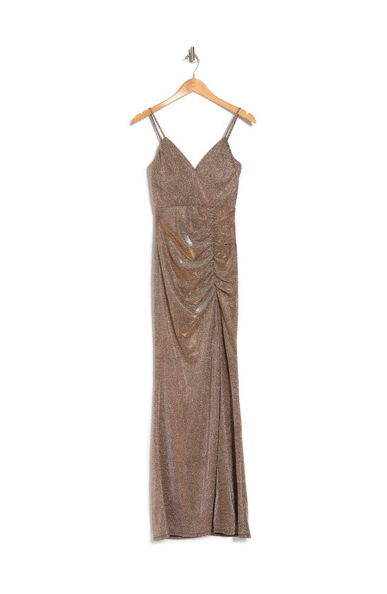 LOVE, NICKIE LEW Long Side Slit V Front Dress, Alternate, color,
