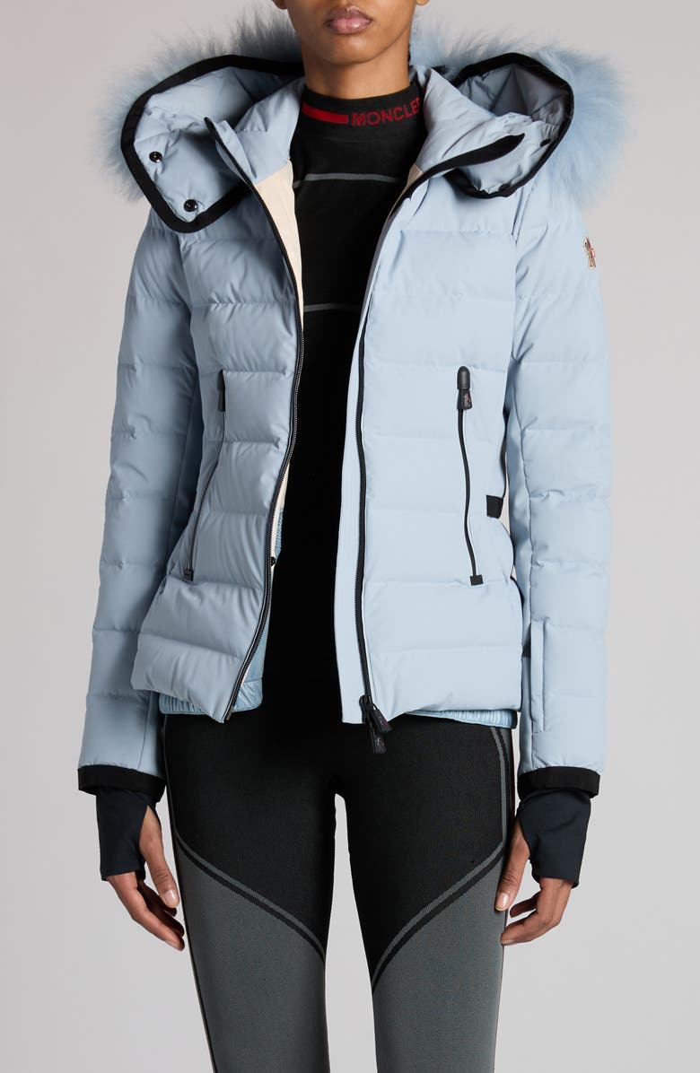 Moncler Grenoble Lamoura Fitted Down Ski Jacket with Removable Shearling Trim, Main, color,